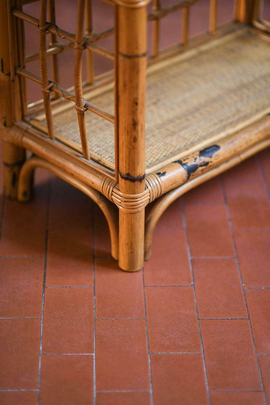 Rattan And Wicker Bookcase, Italy 1980 photo for sale