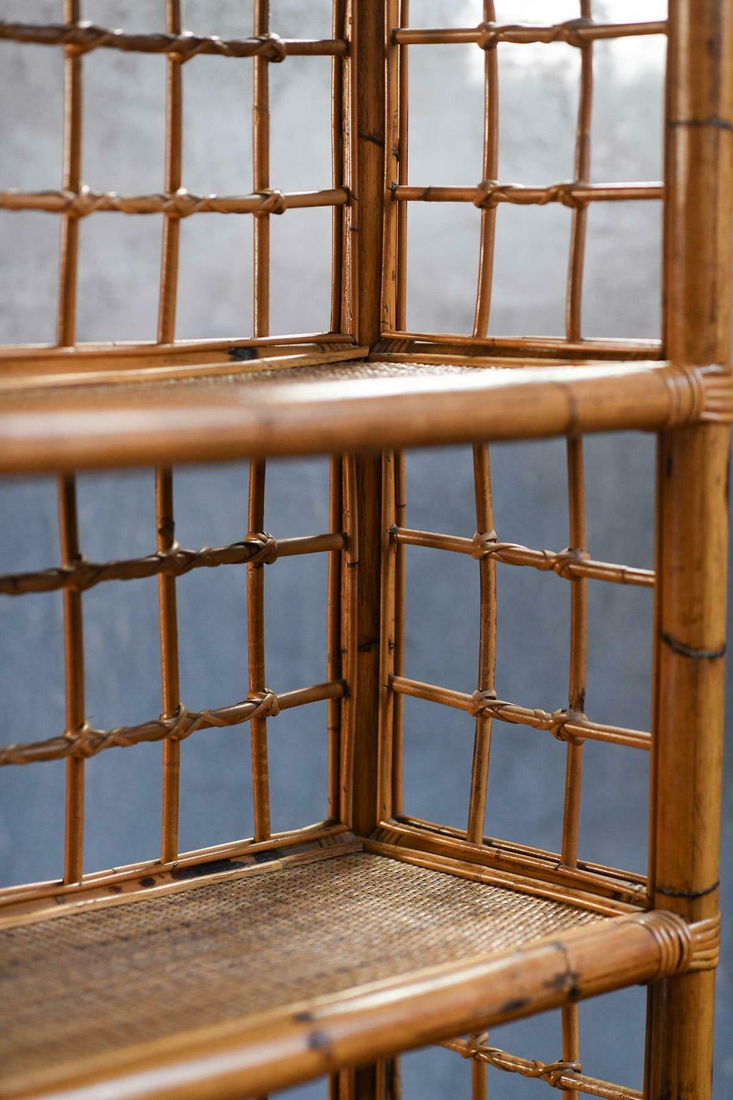 Rattan And Wicker Bookcase, Italy 1980 photo 976.0
