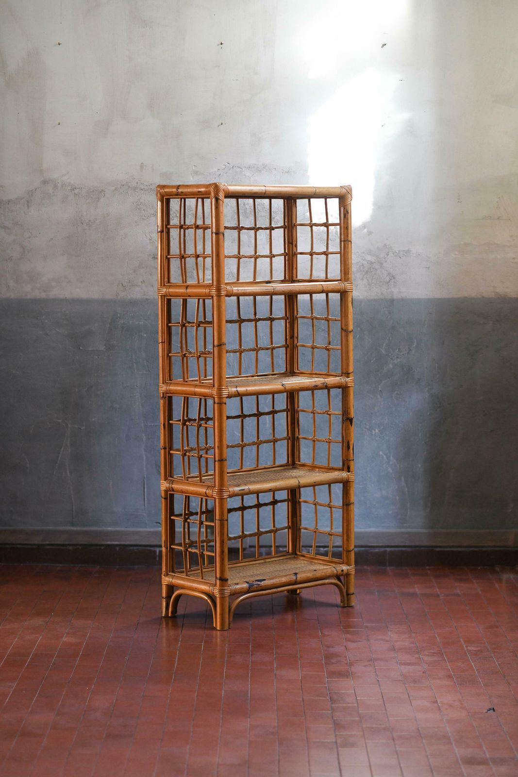 Rattan And Wicker Bookcase, Italy 1980 photo buy