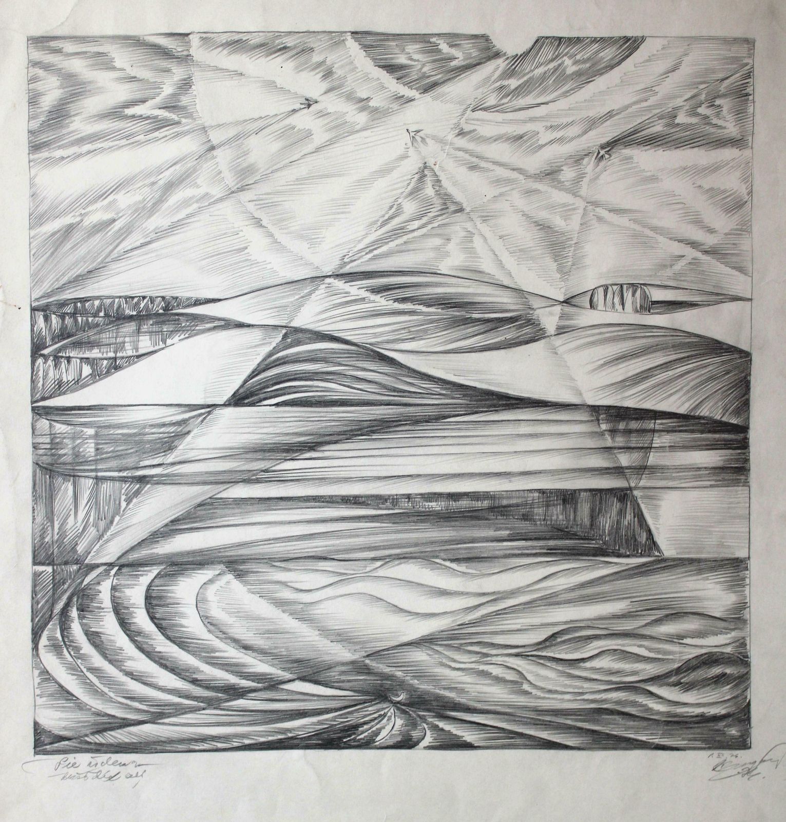 Dzidra Ezergaile Swallows By The Water. 1976, Paper, Pencil, 45. 5 X 40. 5 Cm 1976 photo furniture