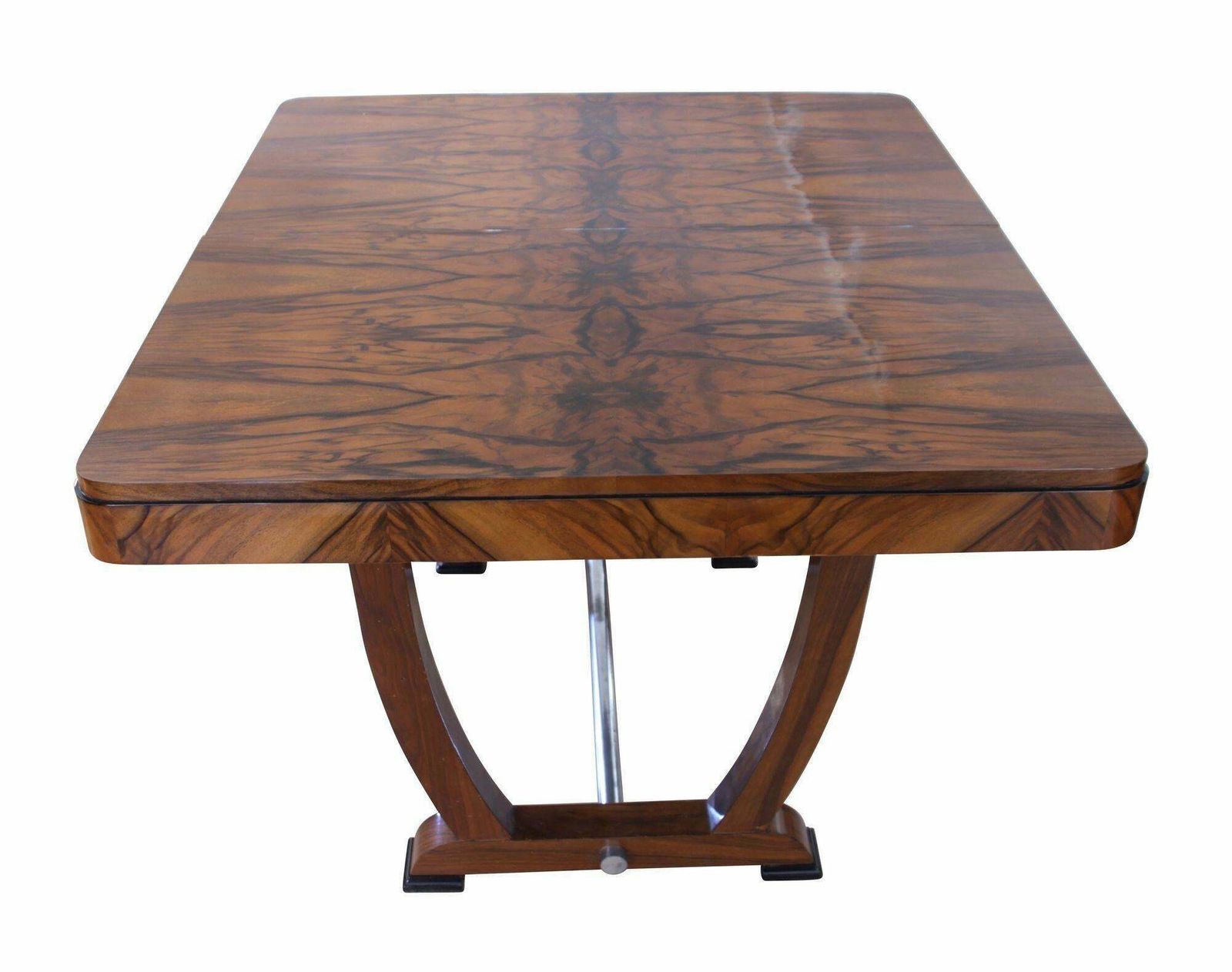 Expandable Art Deco Dining Table, Amazing Walnut Veneer, France, Circa 1930 photo furniture