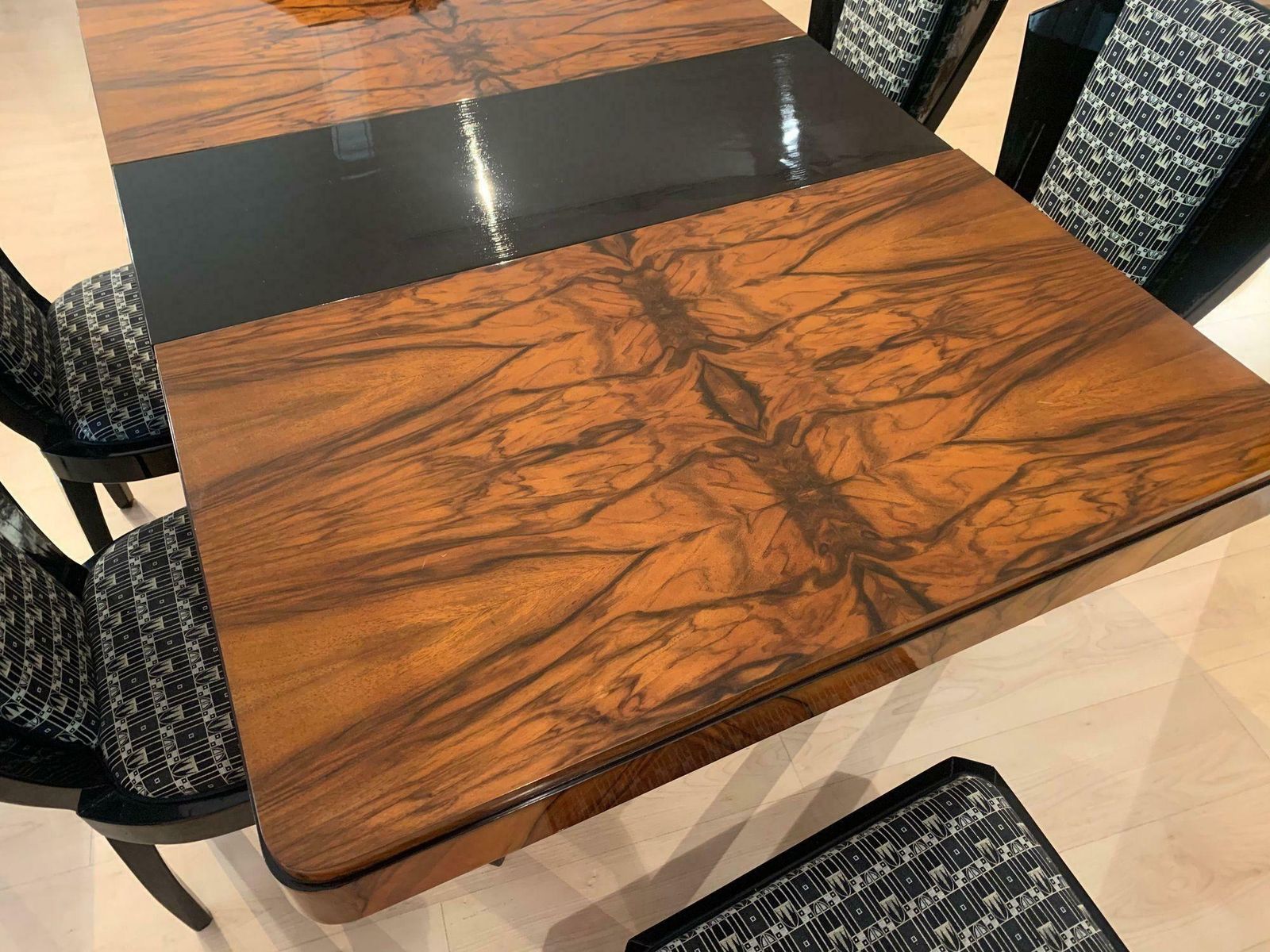 photo buy Expandable Art Deco Dining Table, Amazing Walnut Veneer, France, Circa 1930