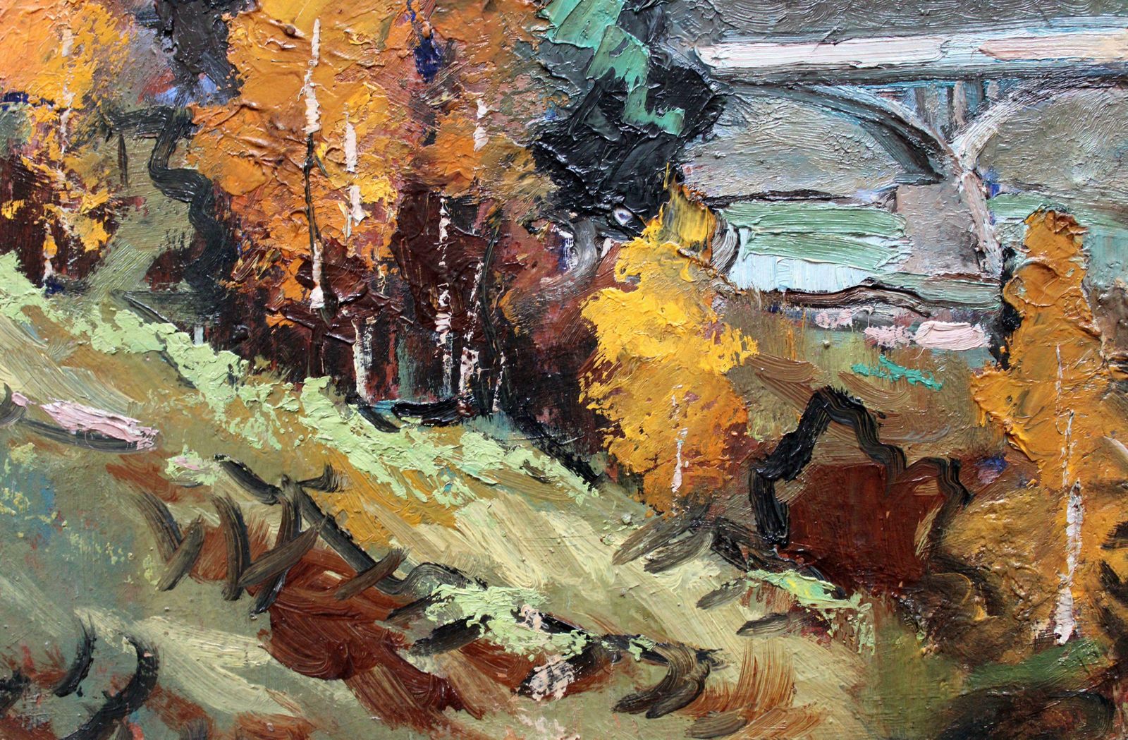 Wilhelms Girupnieks Bridge In Autumn. 1964. Oil On Cardboard, photo furniture