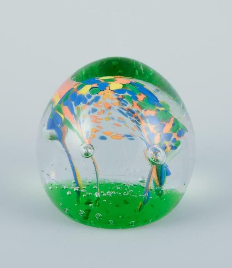 Scandinavian Glass Artist. Set Of Four Paperweights In Art Glass. photo vinterior
