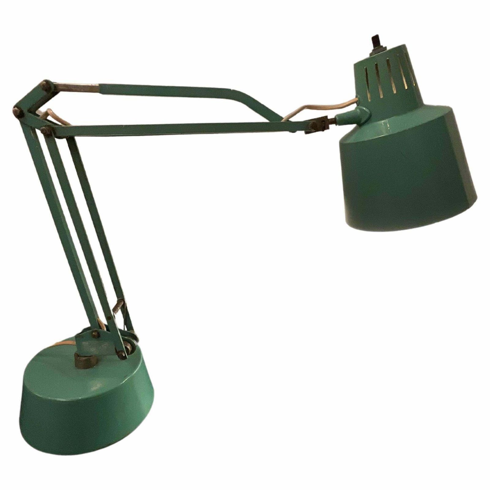 Stilux   1950s Industrial Table Lamp   Green Enameled Metal