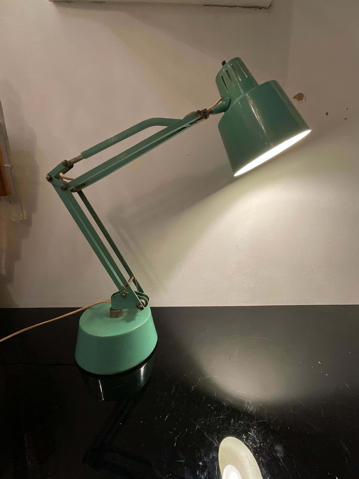 Stilux   1950s Industrial Table Lamp   Green Enameled Metal photo vinterior