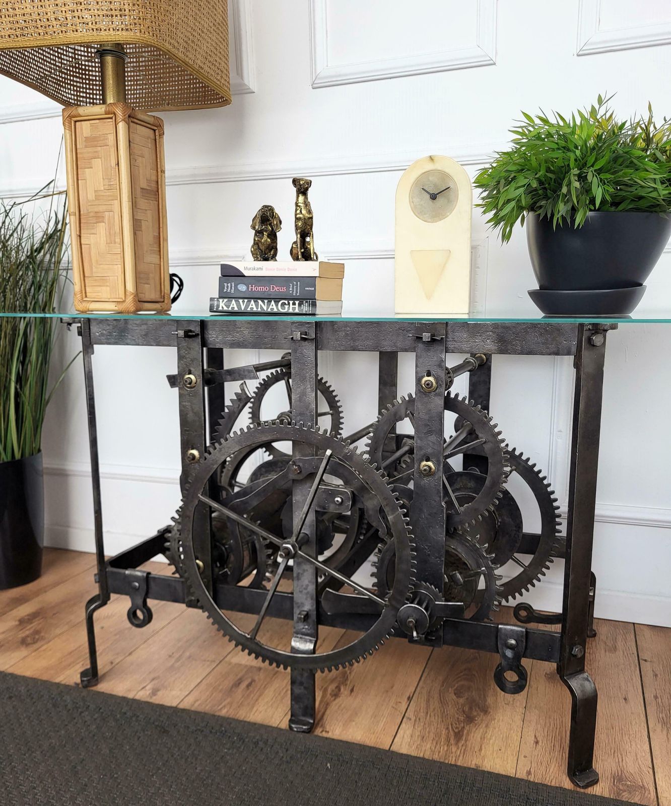18th Century Italian Wrought Iron Church Tower Turret Clock Console Side Table photo Furniture