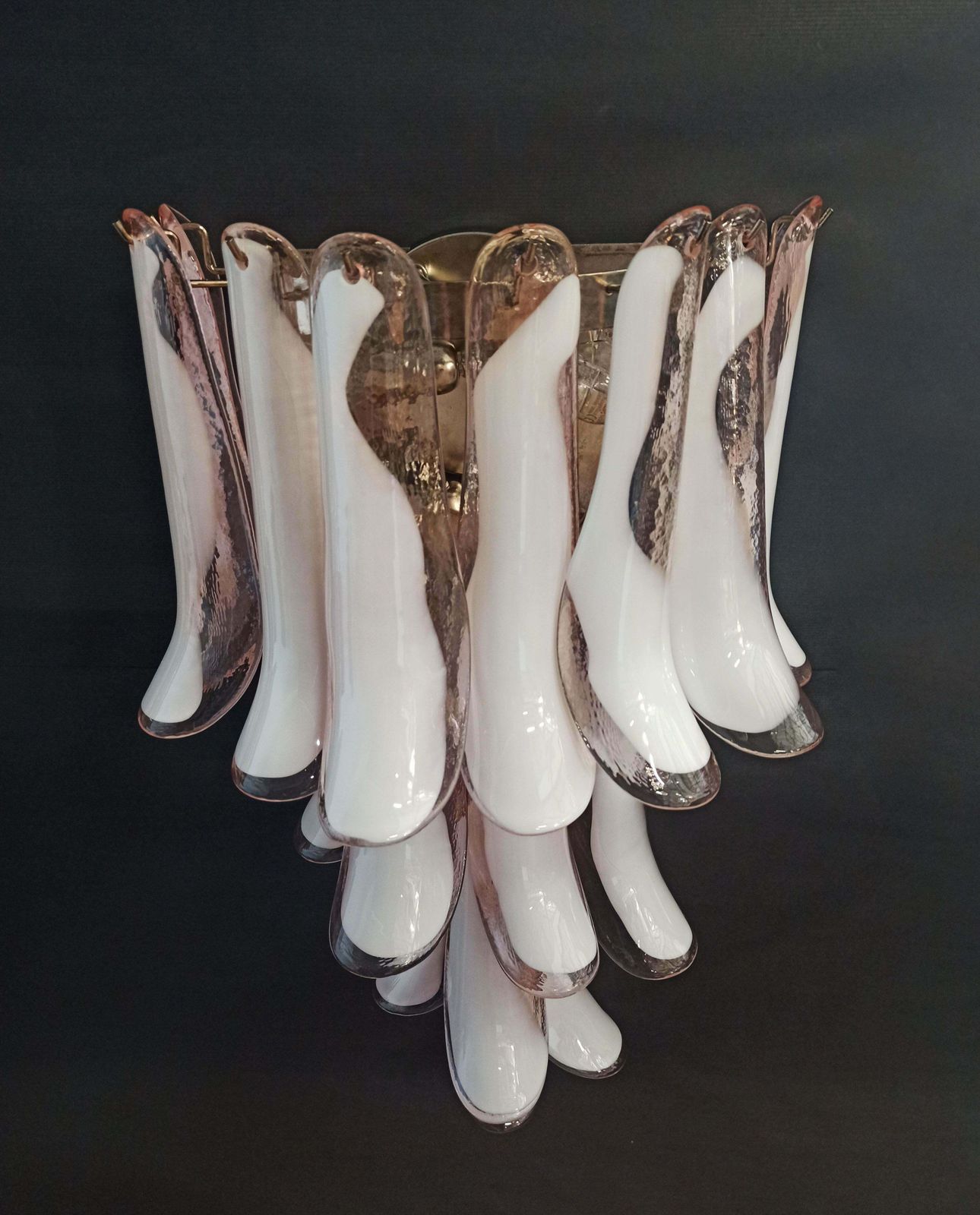 Midcentury Trio Of Italian Pink Wall Sconces, Murano, 1990s photo vinterior