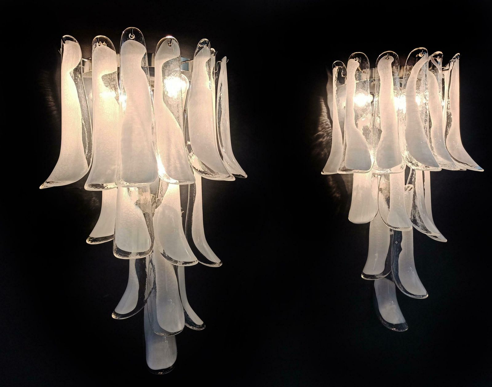 photo for sale Set Four Of Italian Petal Murano Sconces, Mazzega Style