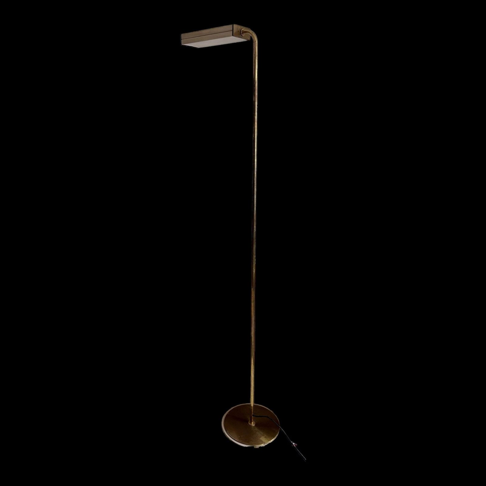 Vintage Floor Lamp, Solid Brass And Cream Lacquered Metal, Italy 1970s photo furniture