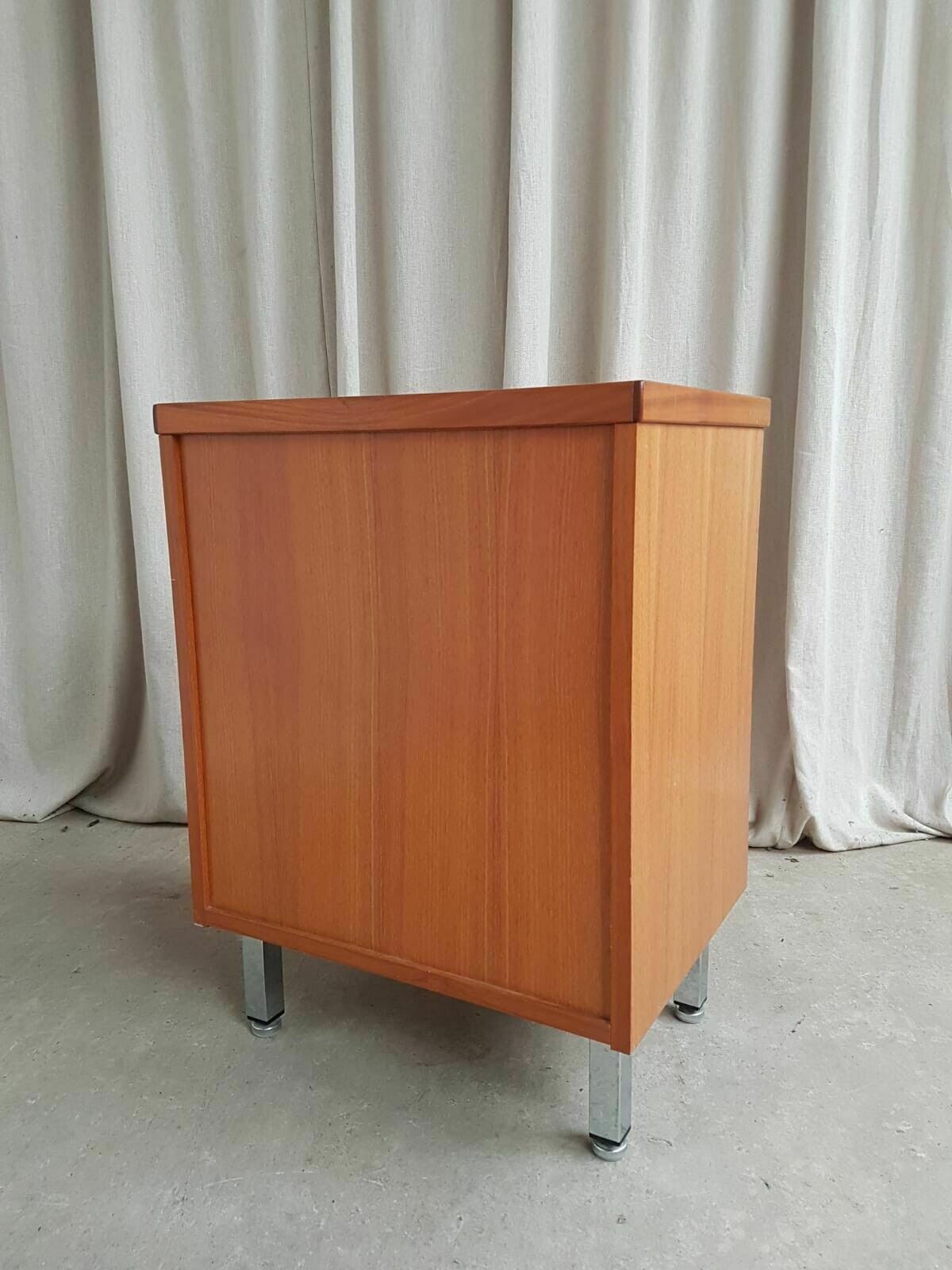 276.0 Vtg Mid Century Teak Side Bedside Media Office Cabinet Cupboard Retro photo