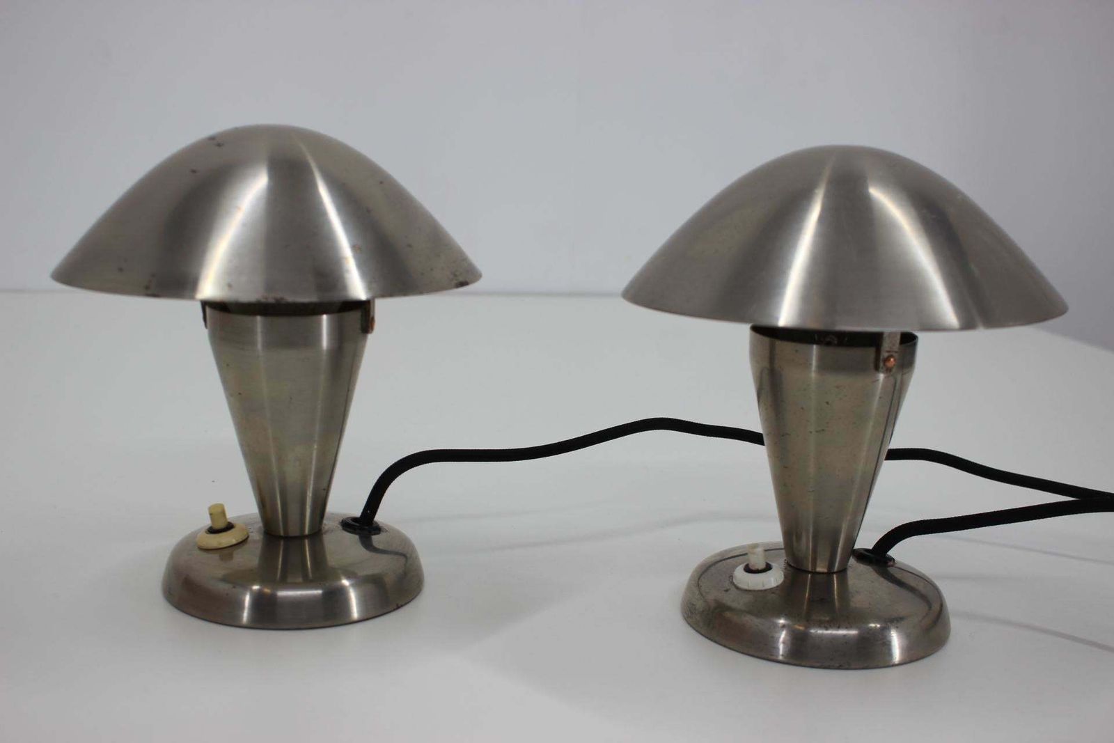 1930s Pair Of Chrome Plated Bauhaus Lamps,Czechoslovakia photo for sale