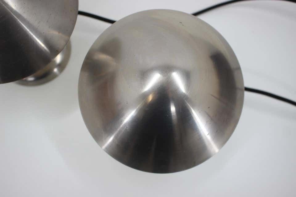 1930s Pair Of Chrome Plated Bauhous Lamps, Czechoslovakia photo vintage