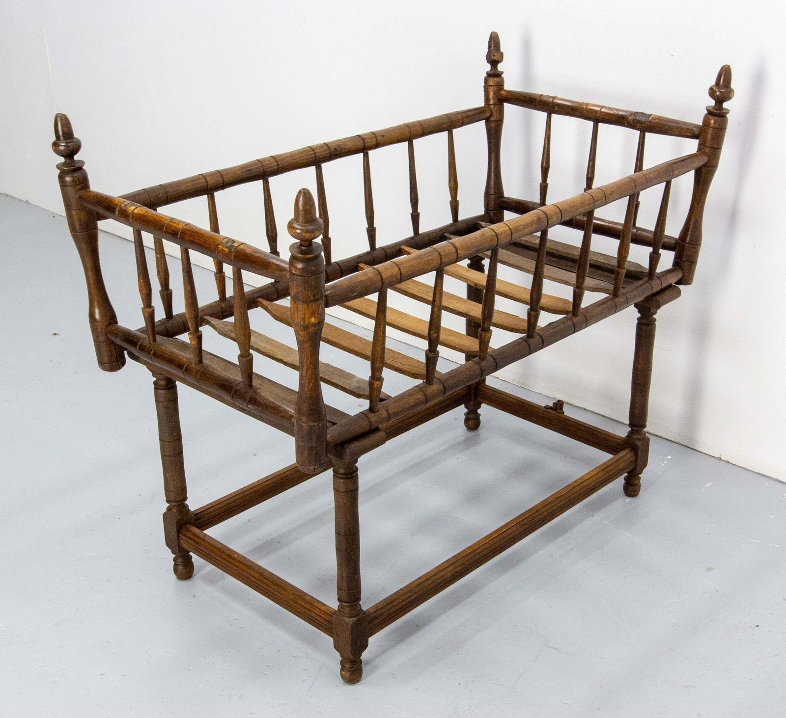19th Century Toy Chest Or Coffer Carved Chestnut Ancient Baby Cradle, French photo 843.0