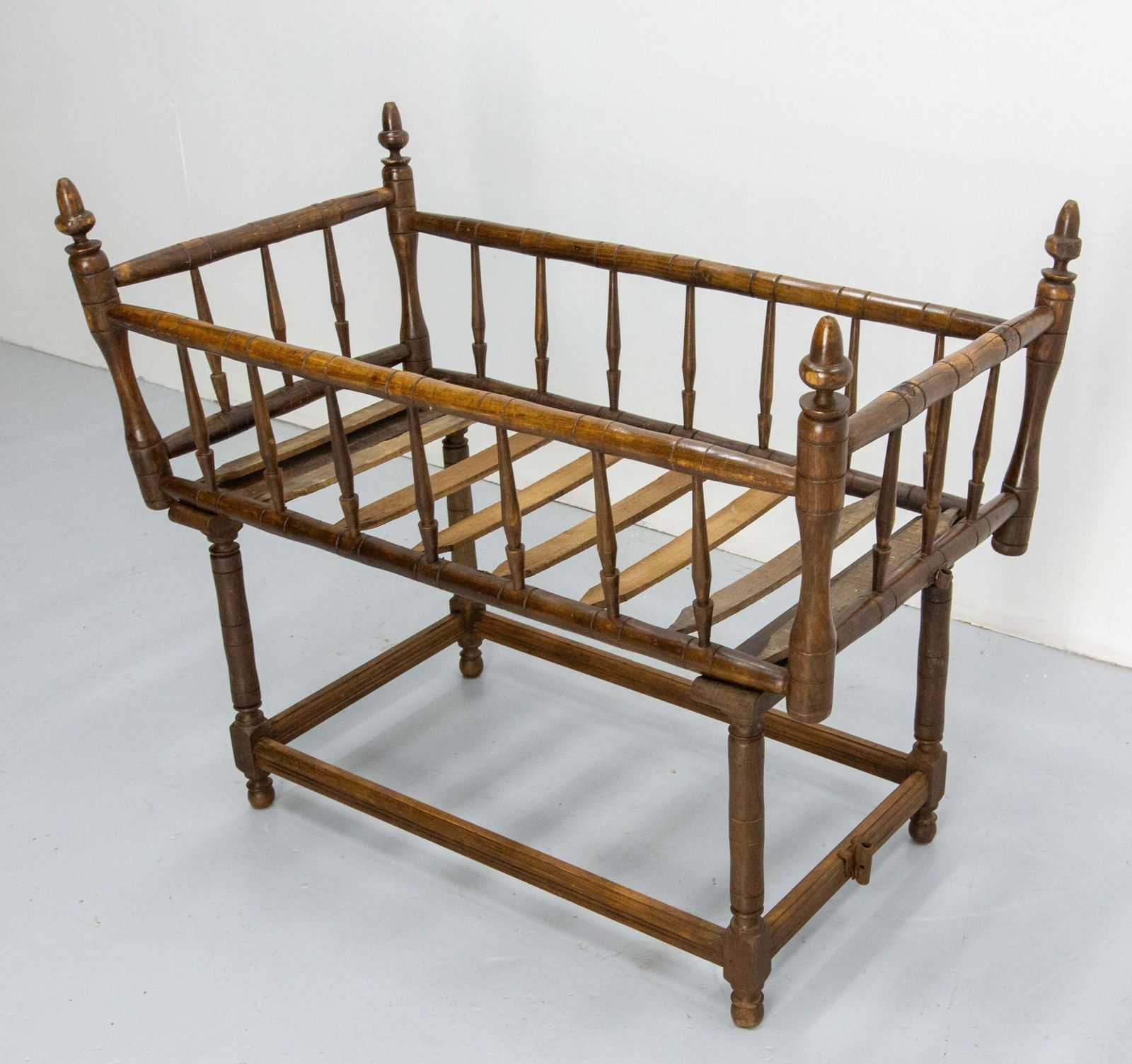 19th Century Toy Chest Or Coffer Carved Chestnut Ancient Baby Cradle, French photo buy