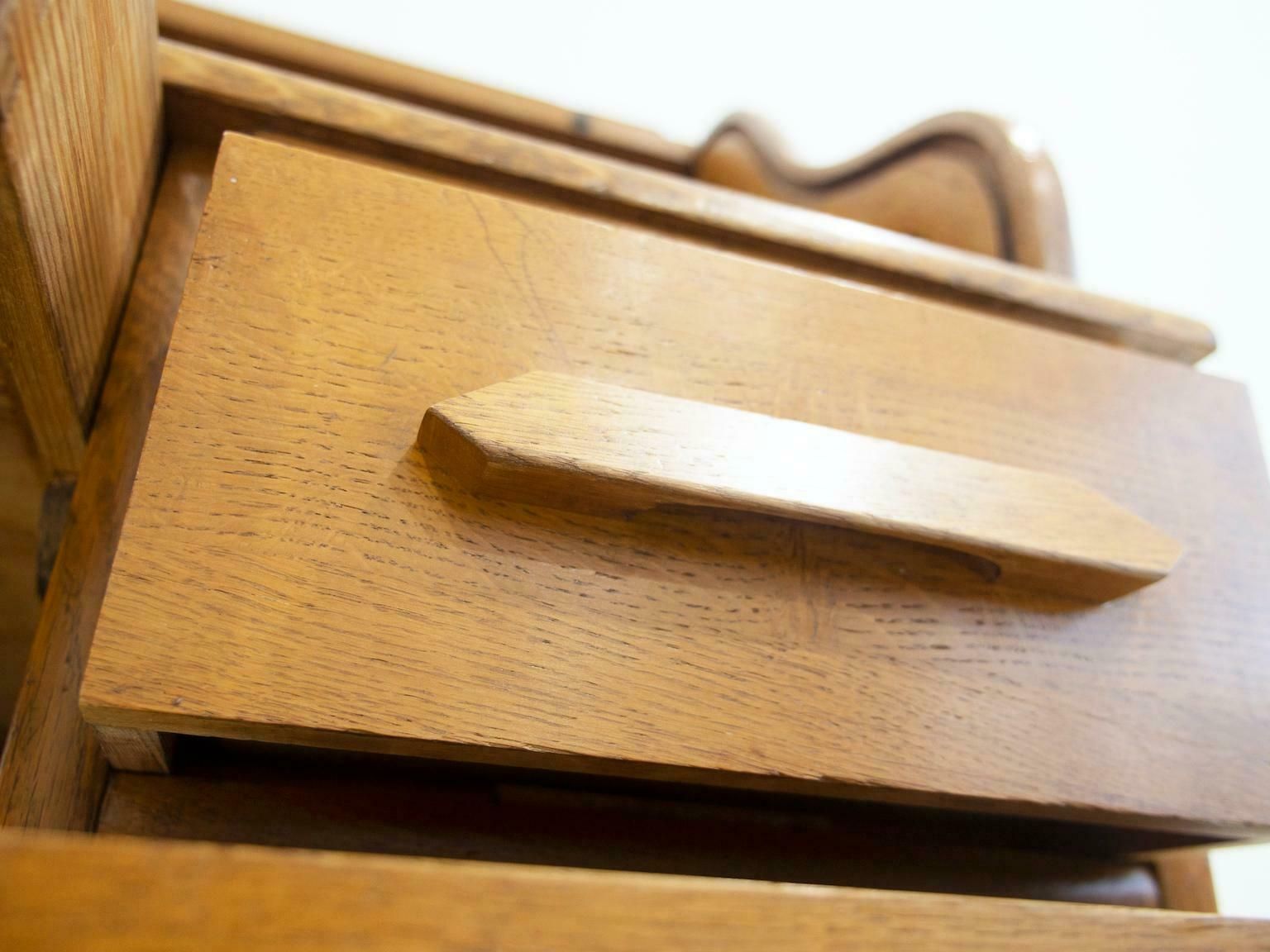 Oak Roll Top Secretary Desk With Drawers photo vinterior