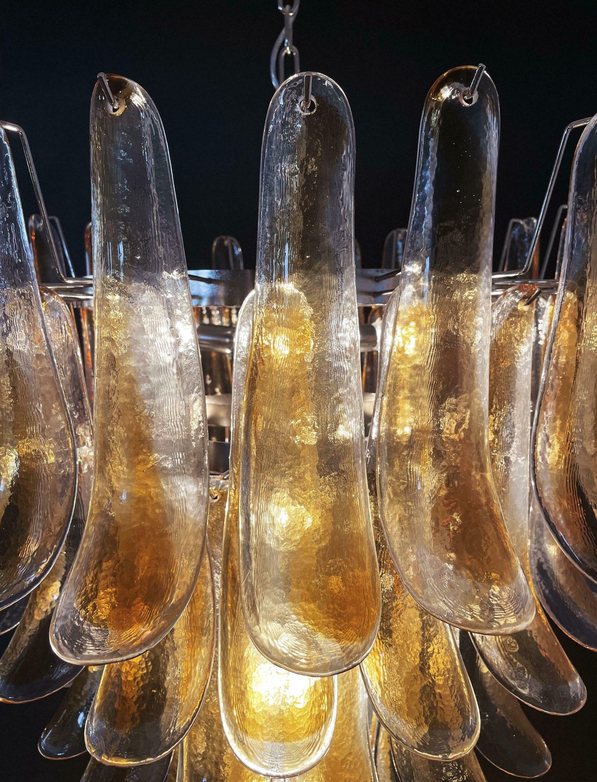 Italian Amber Petal Chandelier, Murano photo Lighting