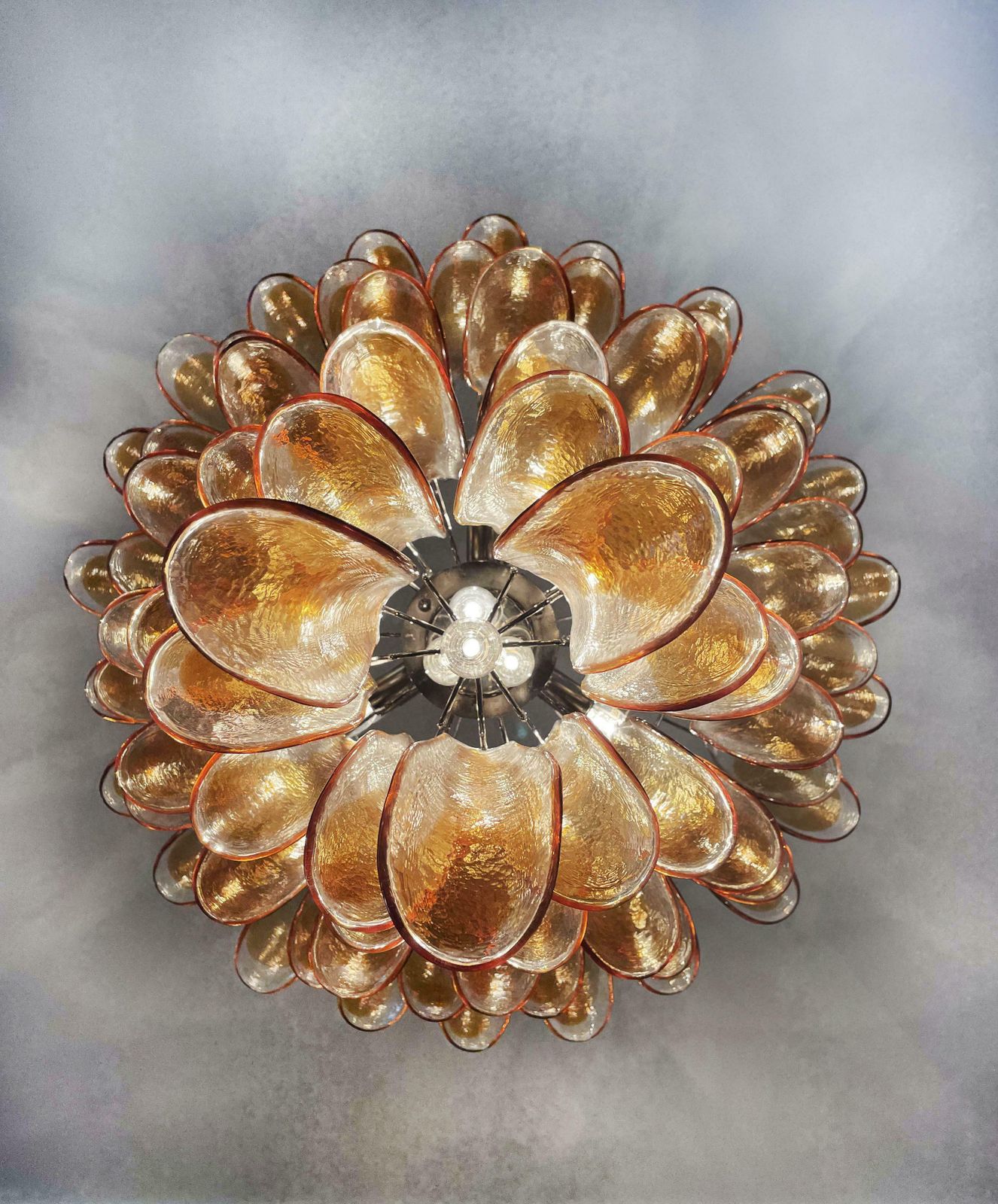 Italian Amber Petal Chandelier, Murano photo vinterior