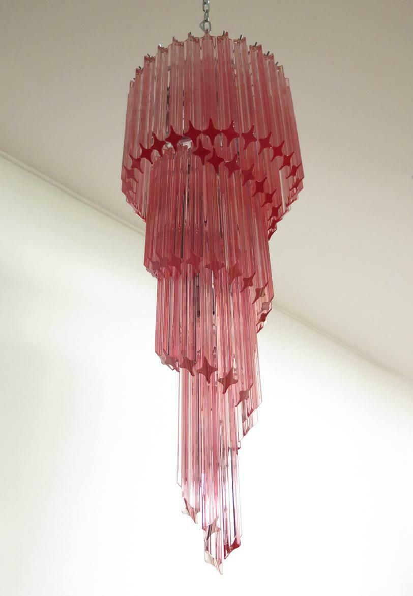 Murano Chandeliers Crystal Pink Prism, Murano photo for sale