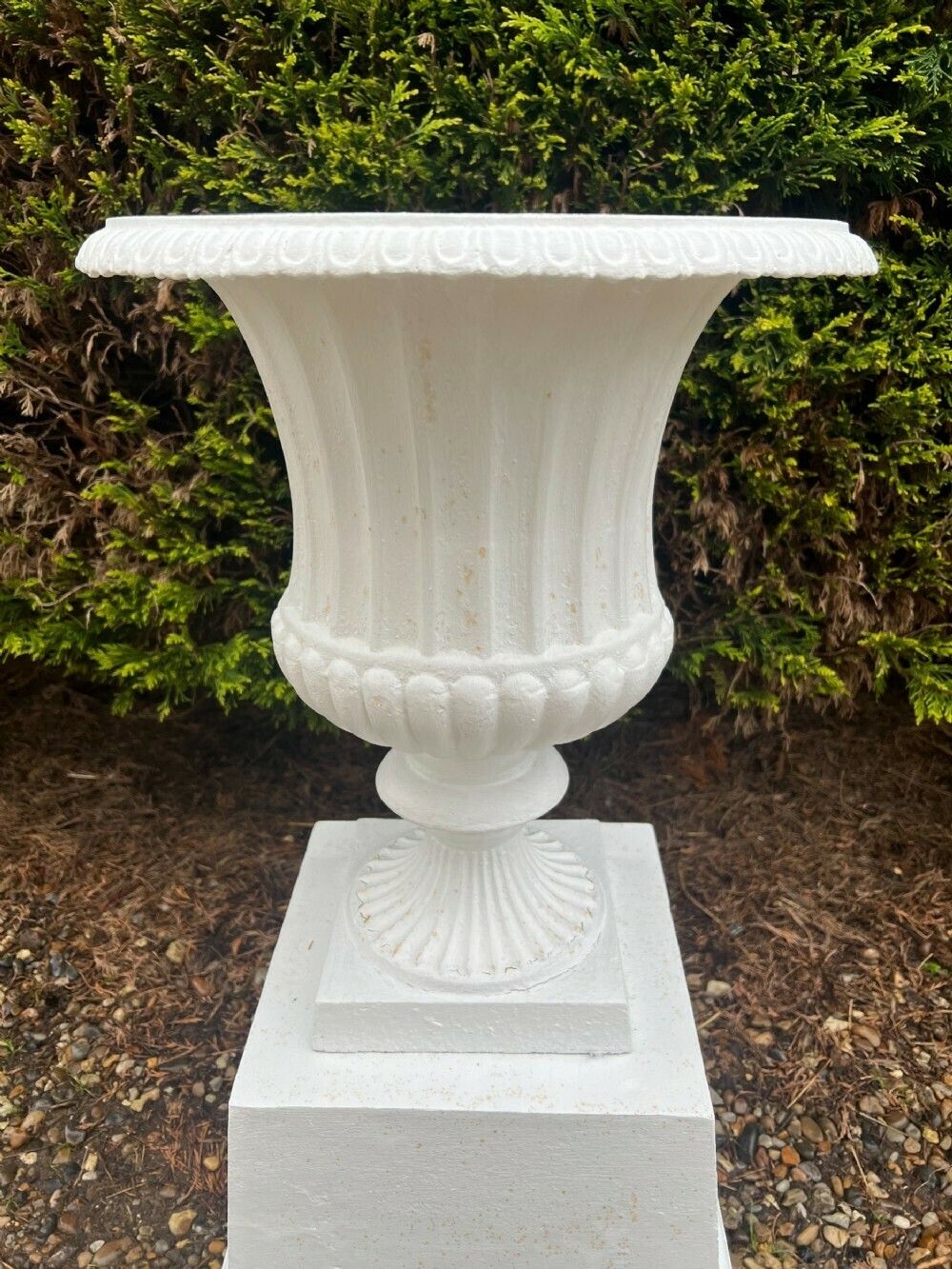 19th.Century Cast Iron Garden Urn On Stand photo furniture