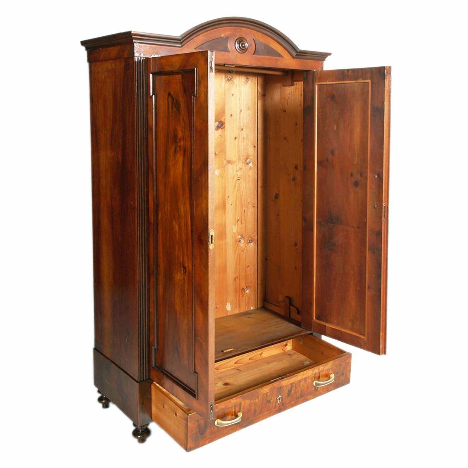 19th Century Austrian Biedermer Wardrobe , Walnut And Walnut Veneer Wax Polished photo for sale