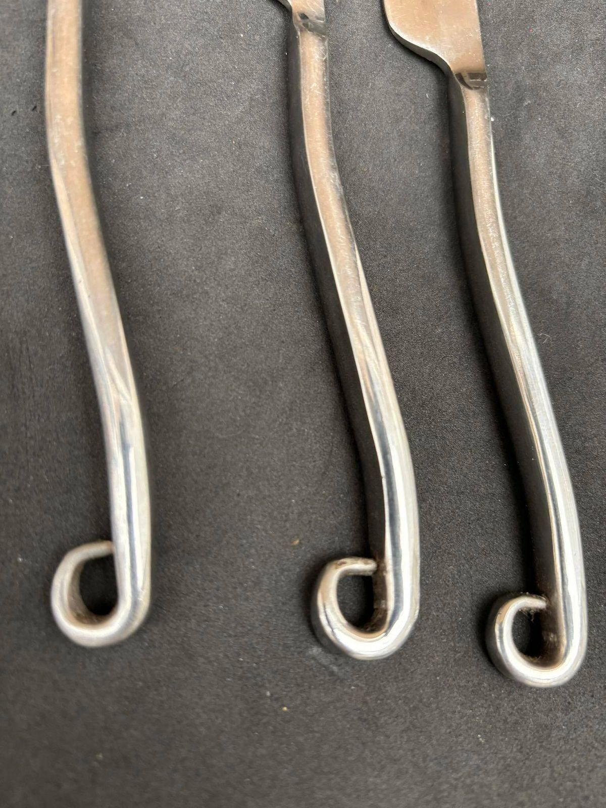 Set 3 Forged Knives Flatware Twist Cutlery French Replacement Twisted Ends Spiral Swirl Brutalist Decor Medieval Style Viking Handmade photo buy