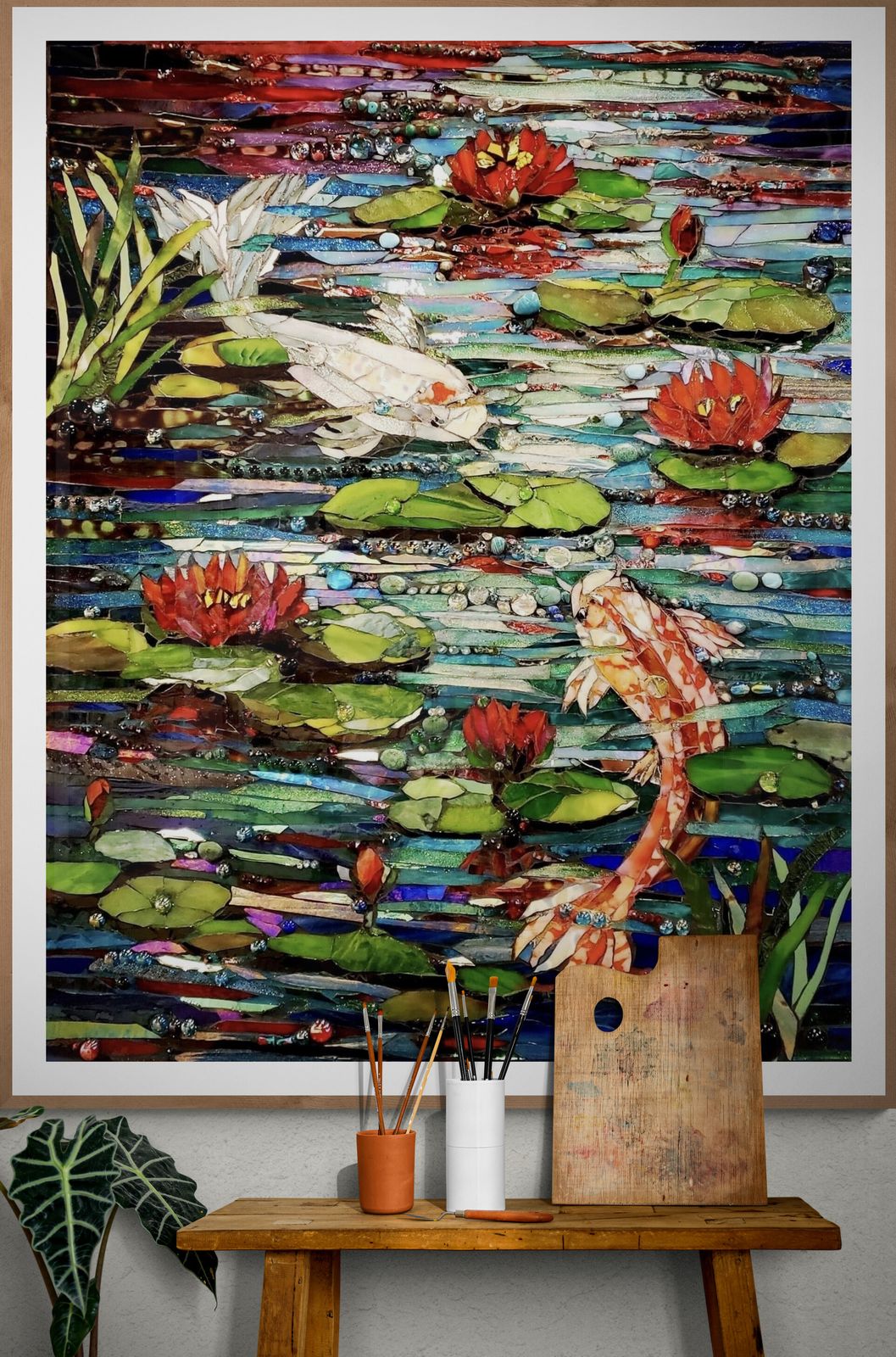 Mosaic Glass Fish Art Print, Canvas Wall Art Large Picture