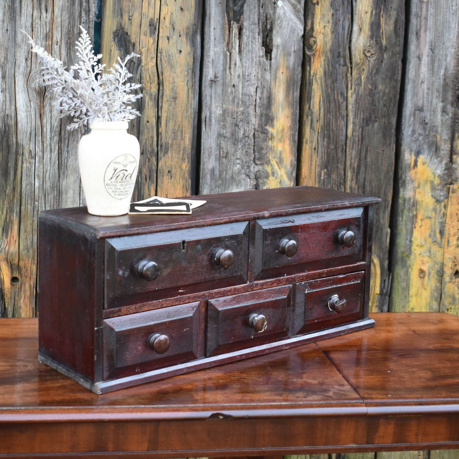 Antique Victorian Mahogany Apothecary Cabinet Haberdashery Bank Of Drawers