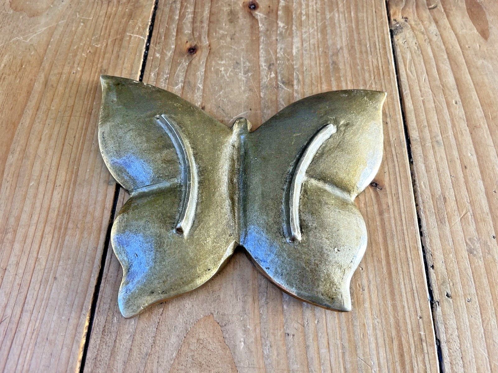 Vintage Brass Butterfly Card Tray Trinket Jewellery Pin Dish Coin Holder Ashtray photo 50.0
