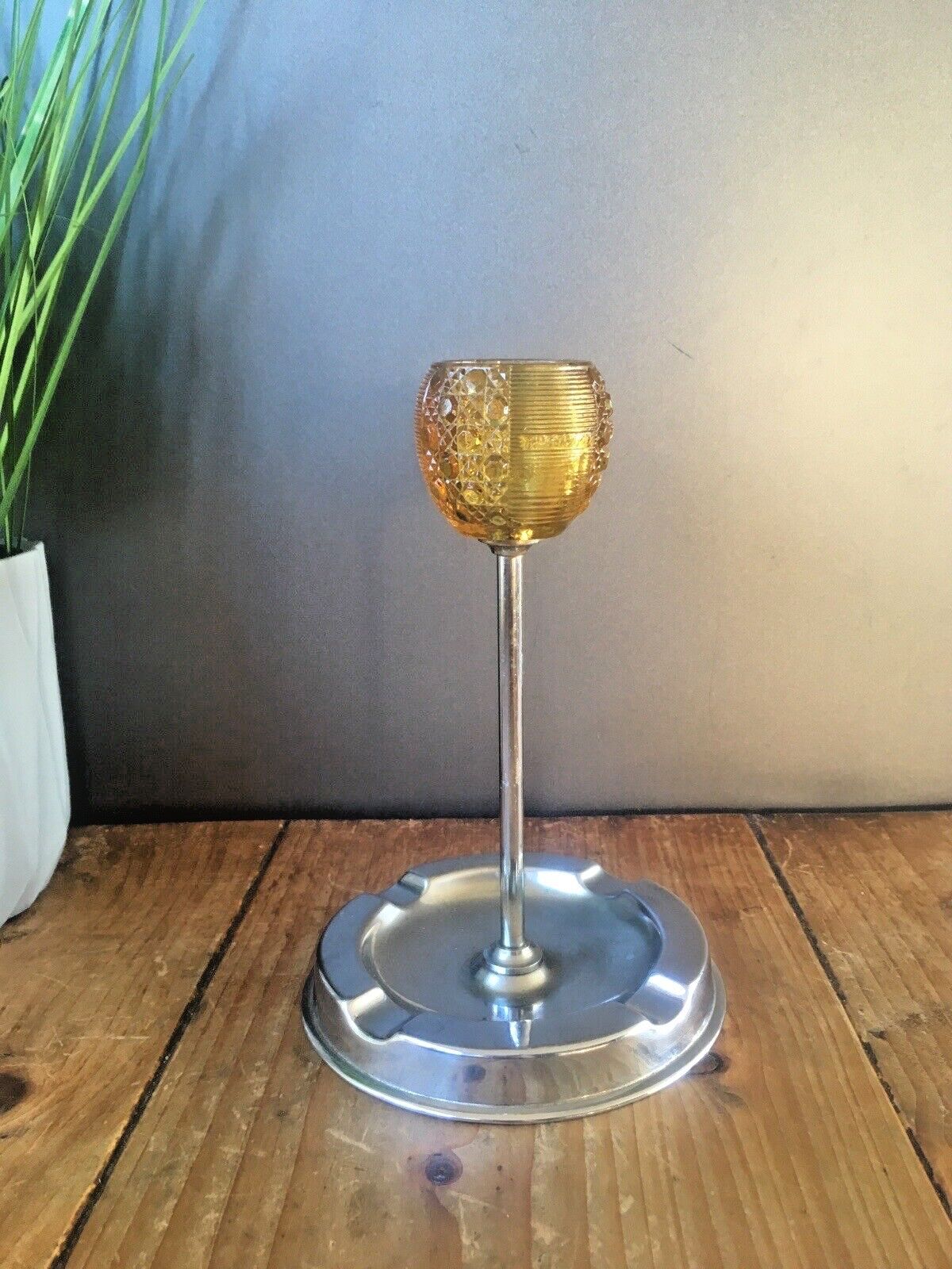 Home Decor Art Deco Chrome Match Striker Table Desk Ashtray James May Farnel Davidson Glass photo