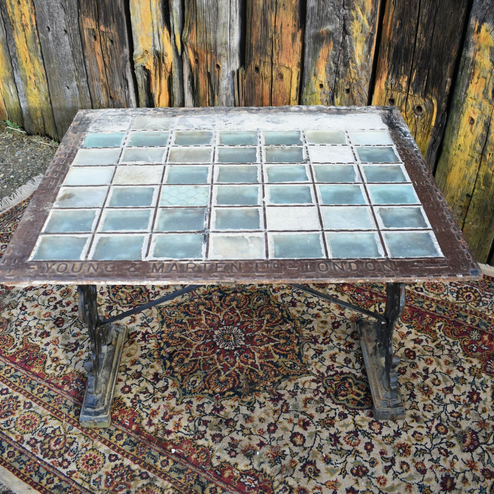 Antique Victorian Young & Marten Salvaged Pavement Light Well Cast Iron Table photo for sale