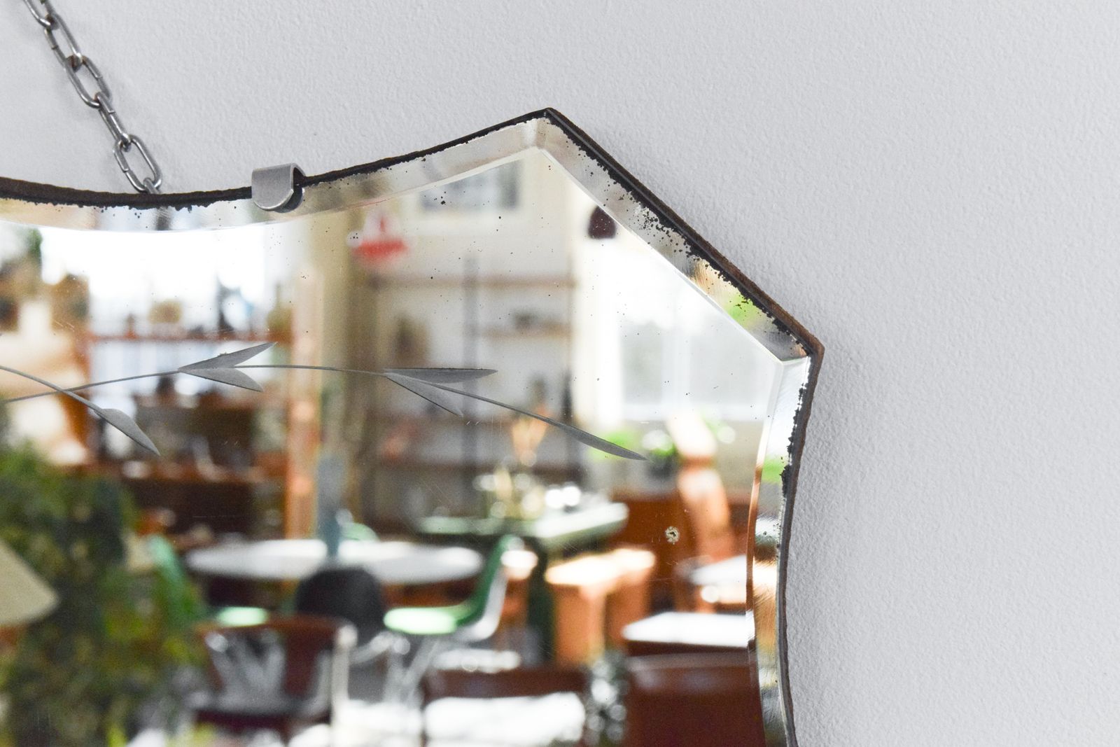 Vintage Frameless Cut Glass Bevelled Wall Mirror photo vinterior