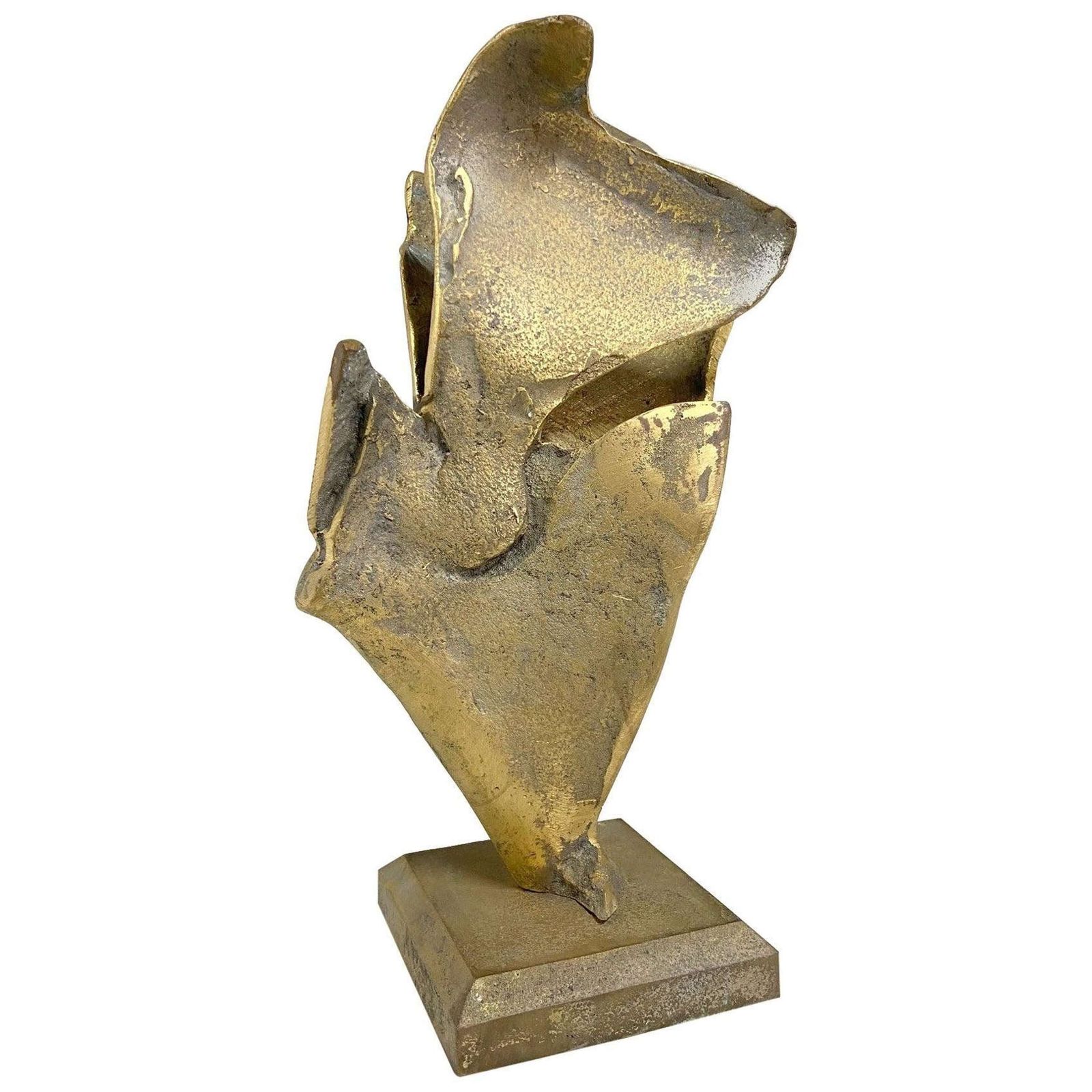 Expressive Bronze Abstract Sculpture Of Bird