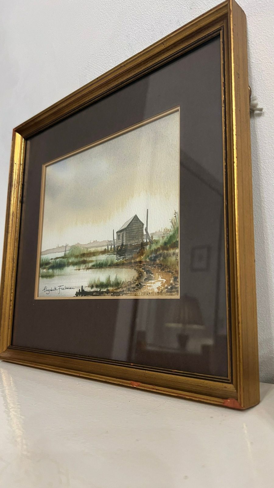 Elizabeth Fishman   "Marshes" Framed Watercolour Vintage Landscape Painting photo 79.0