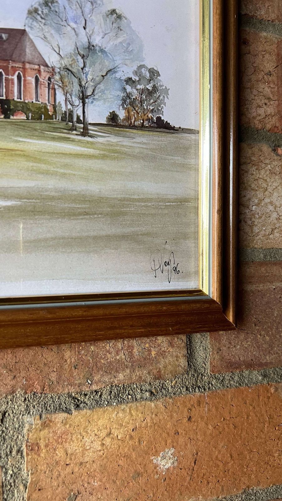 Framed Trent College (Nottingham, Uk) Genuine Vintage Print Of A Signed Watercolour Painting photo Art