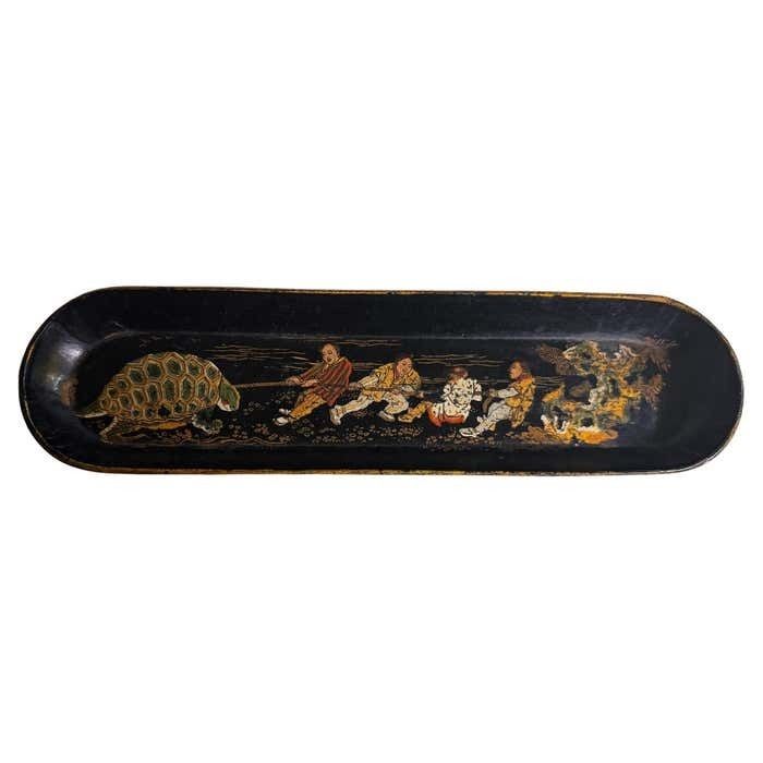 Wood Pen Holder Black And Gold Color Japan 19th Century