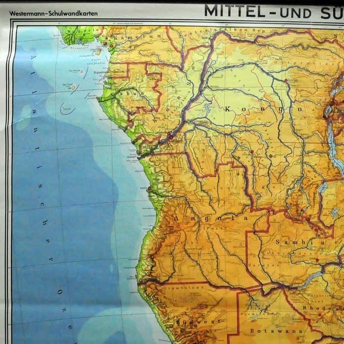Countrycore Mural Vintage Map Wall Chart Rollable Poster Central South Africa photo furniture