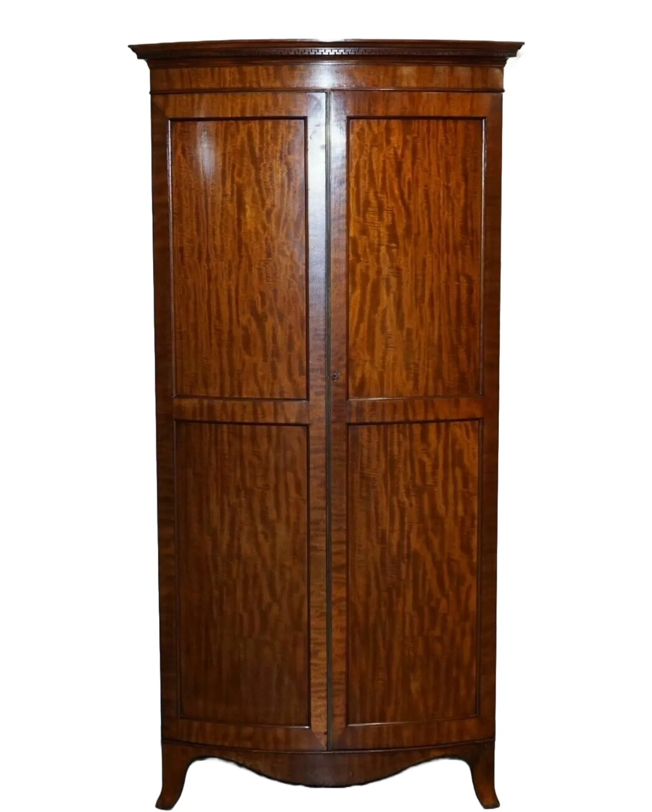 Edwardian 1900s Bow Fronted Wardrobe With Brass Lining photo furniture