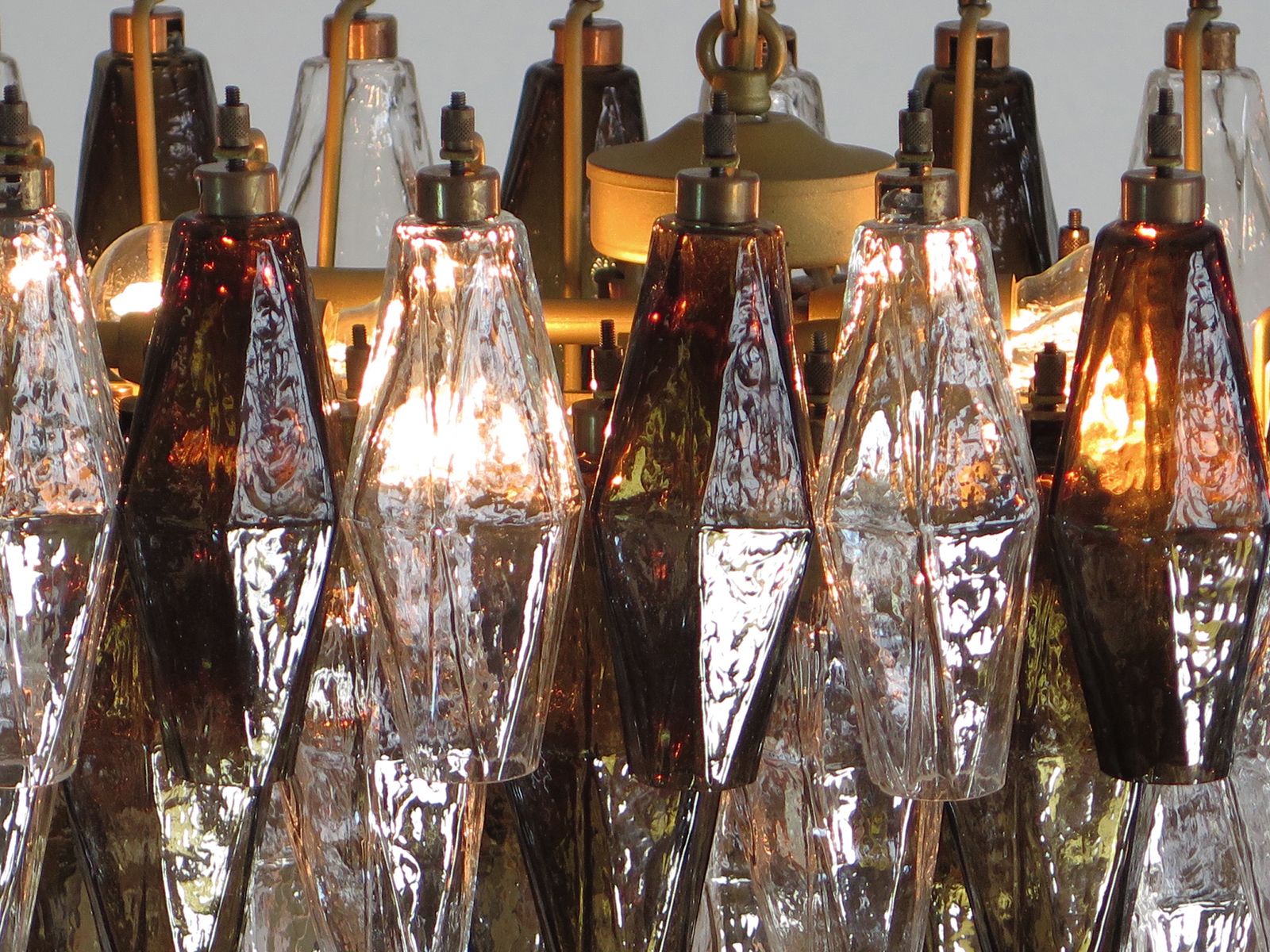 Elegant Murano Poliedri Chandelier   Carlo Scarpa   84 Glasses Trasparent And Smoked photo Lighting