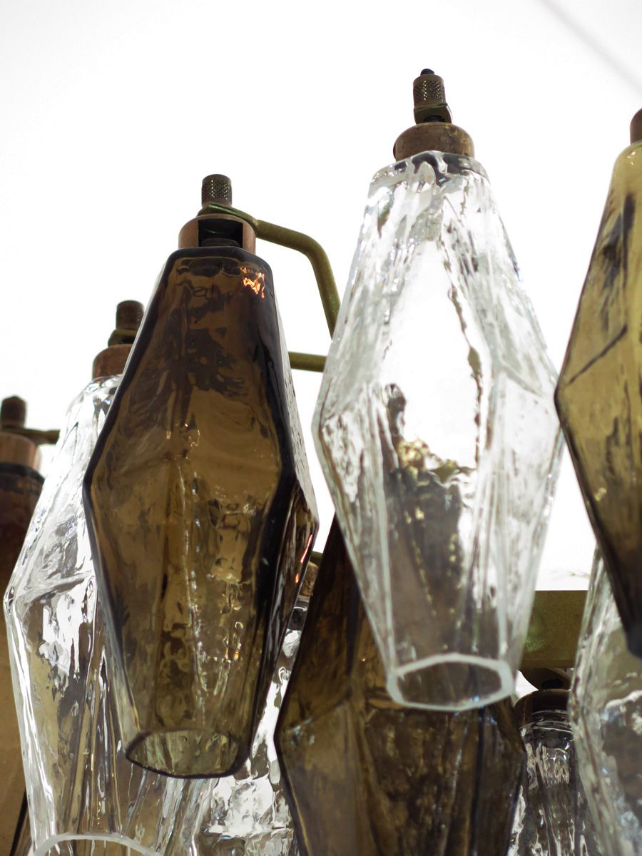 Elegant Murano Poliedri Chandelier   Carlo Scarpa   84 Glasses Trasparent And Smoked photo 1560.0