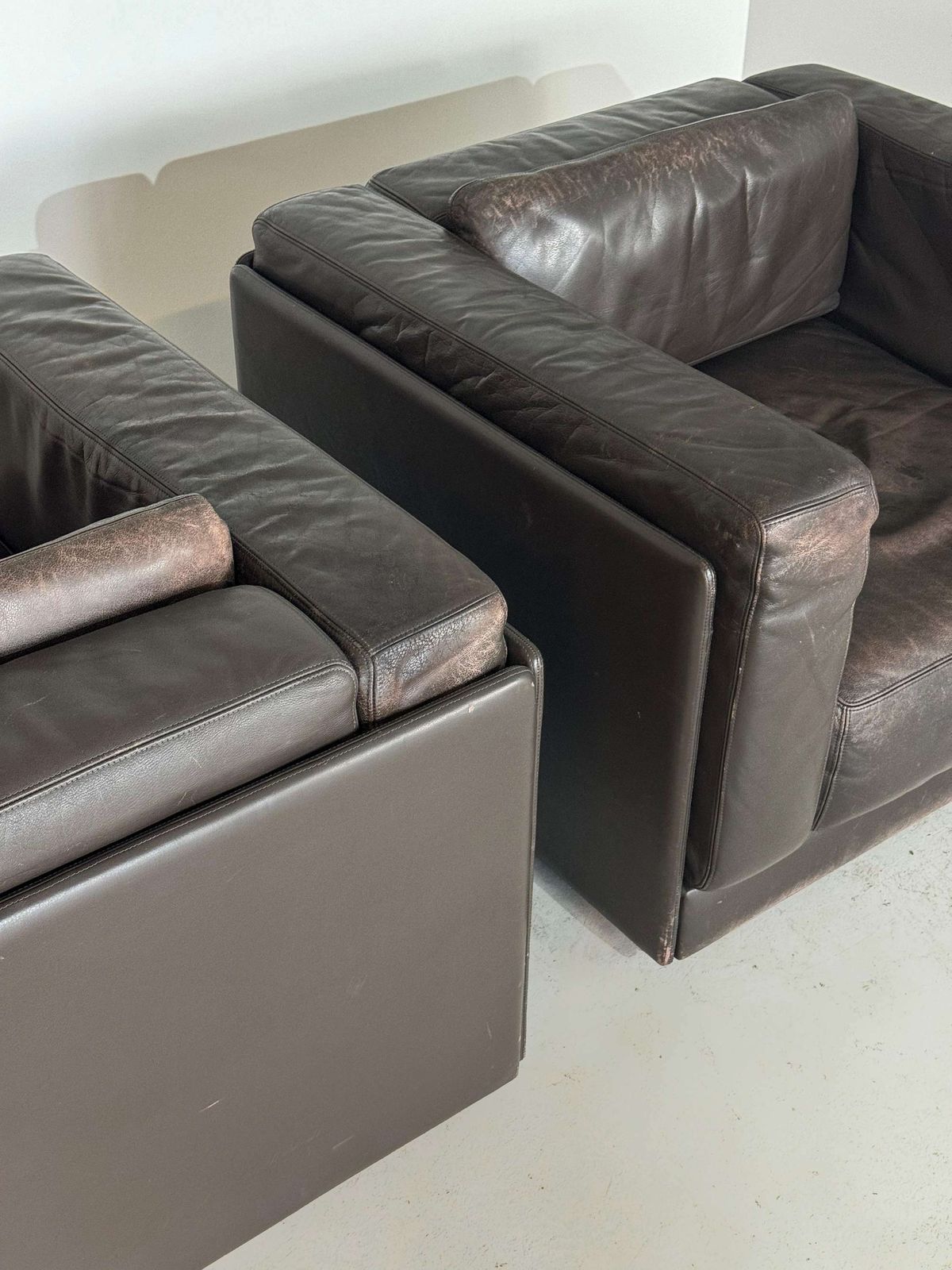 Brown Leather Durlet Pair Of Armchairs, Belgium photo Furniture