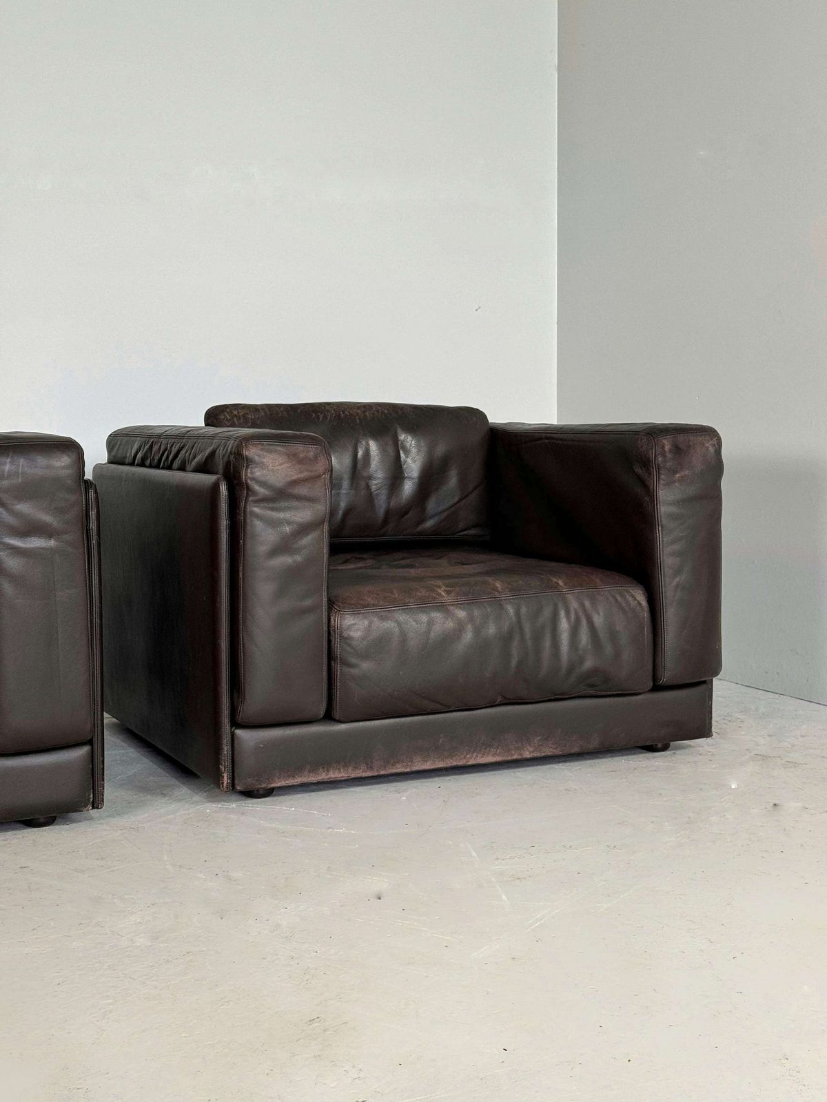 Bruinleren Fauteuils Van Durlet, België – Set Van Twee photo buy