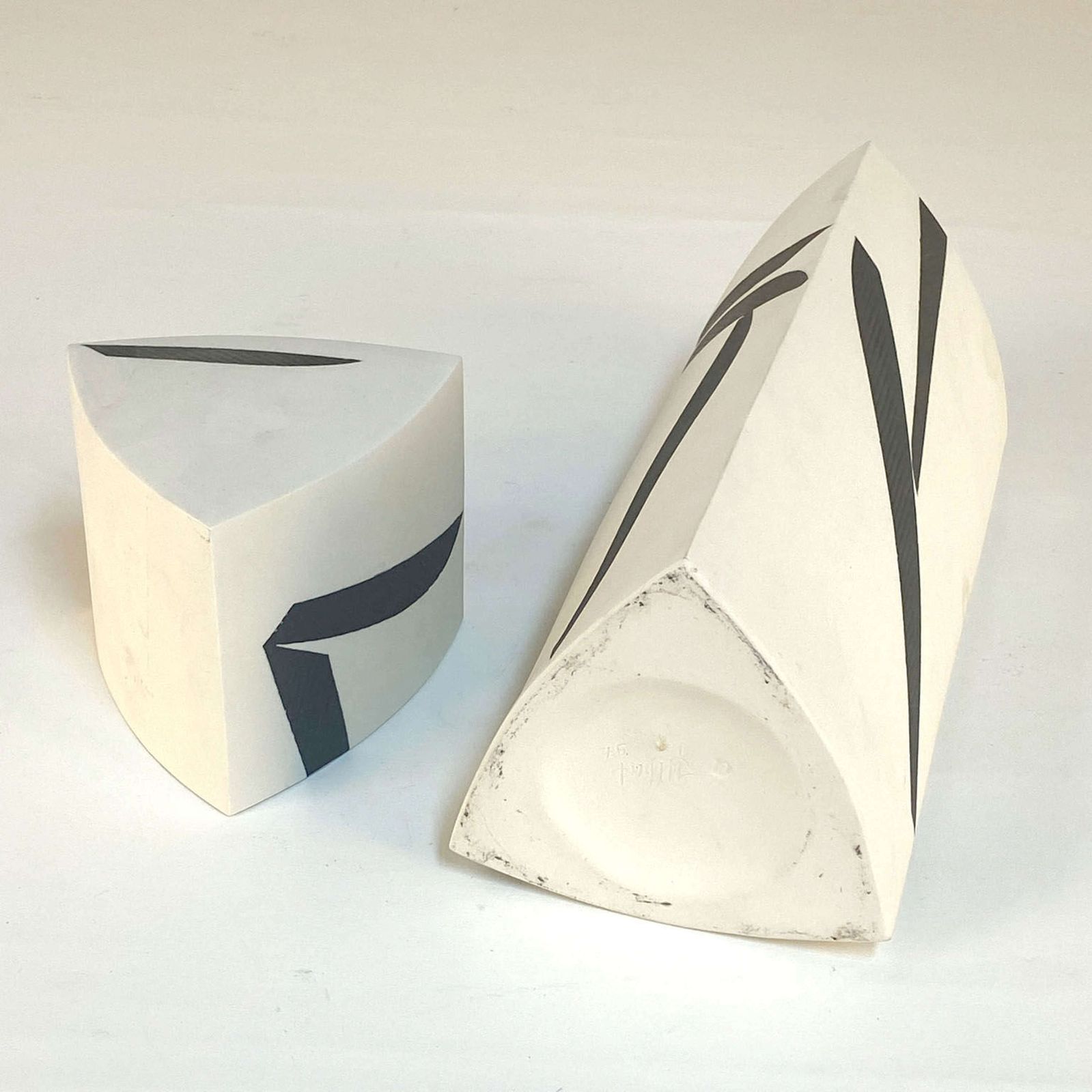 photo for sale Tall Porcelain Sculpture And Vessel With Lid, White And Indigo Motiv