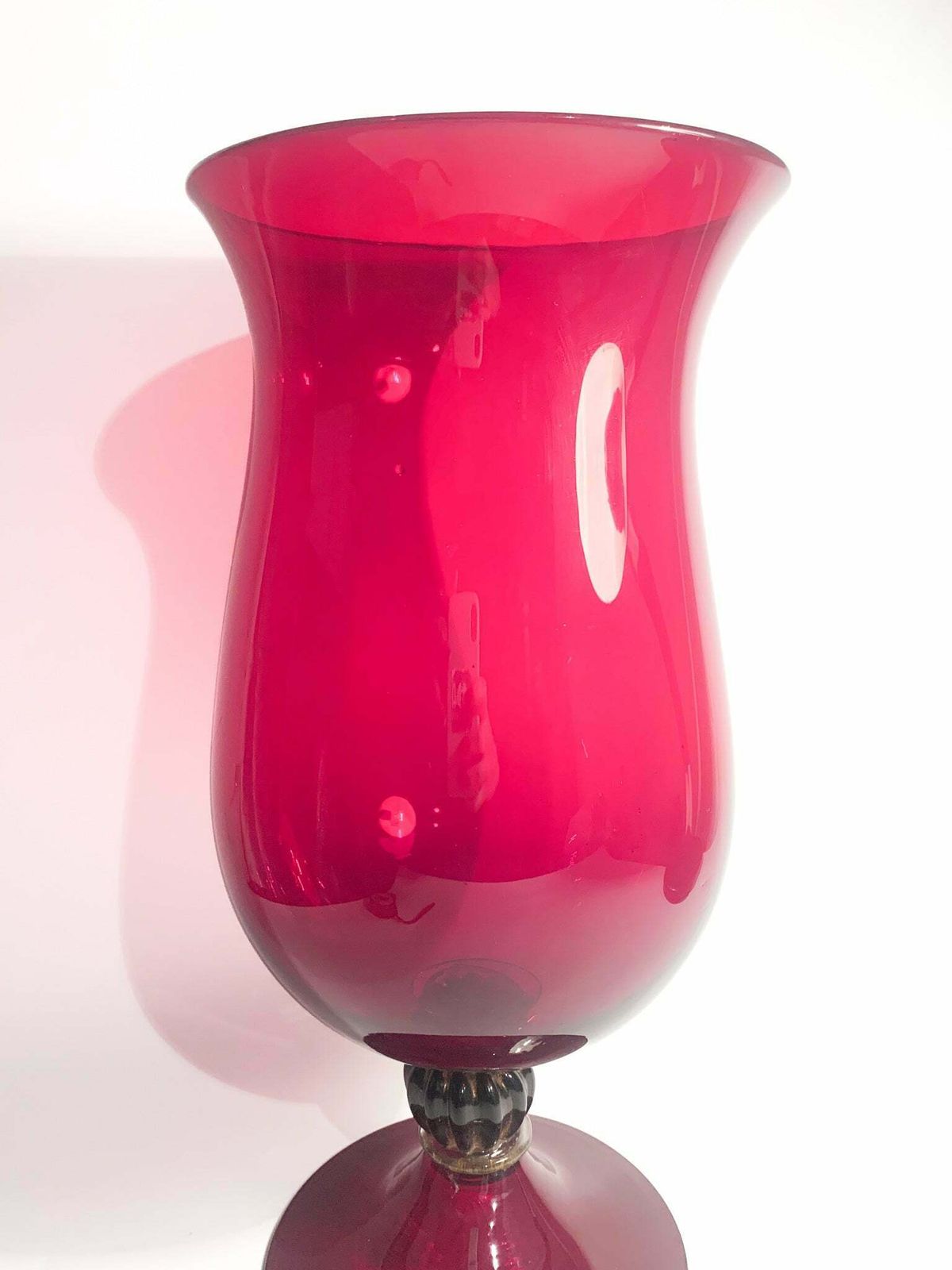 Hand Blown Bordeaux Murano Glass Cup Vase From The 1980s photo Home Decor
