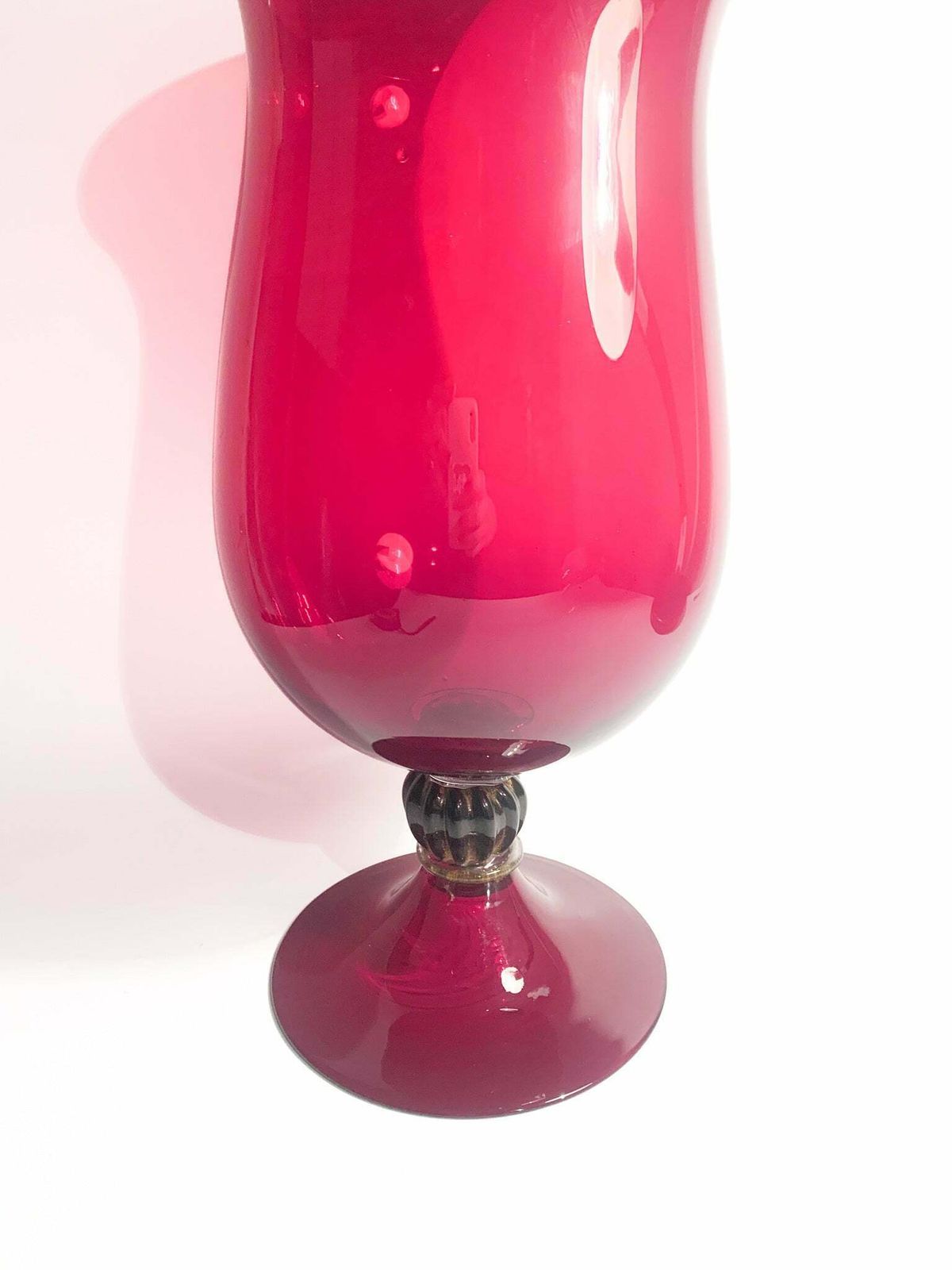 Hand Blown Bordeaux Murano Glass Cup Vase From The 1980s photo 295.0