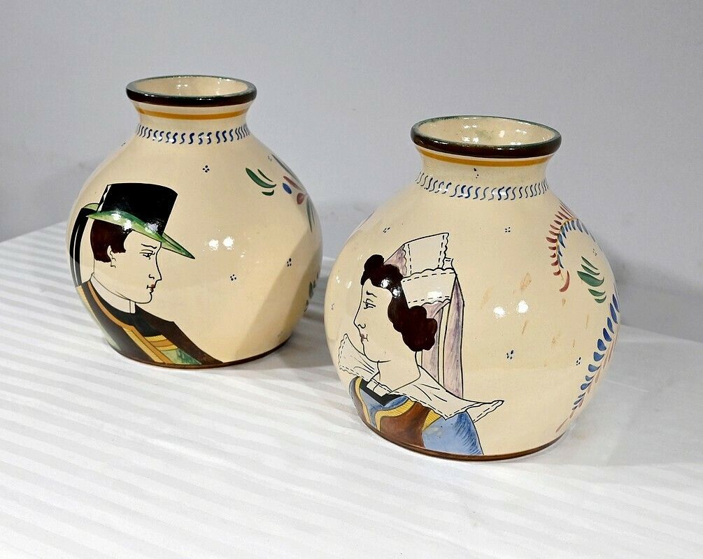 Pair Of Henriot Quimper Vases – Mid 20th Century photo for sale