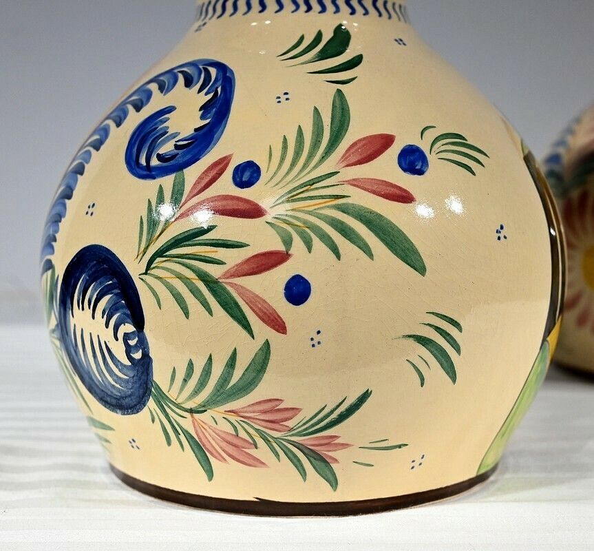 photo vinterior Pair Of Henriot Quimper Vases – Mid 20th Century