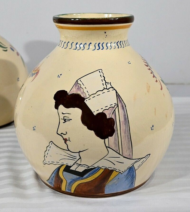 photo buy Pair Of Henriot Quimper Vases – Mid 20th Century