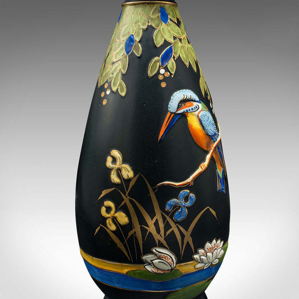photo for sale Pair Of Vintage Display Vases, English, Satin Finish, Kingfisher, Art Deco, 1930