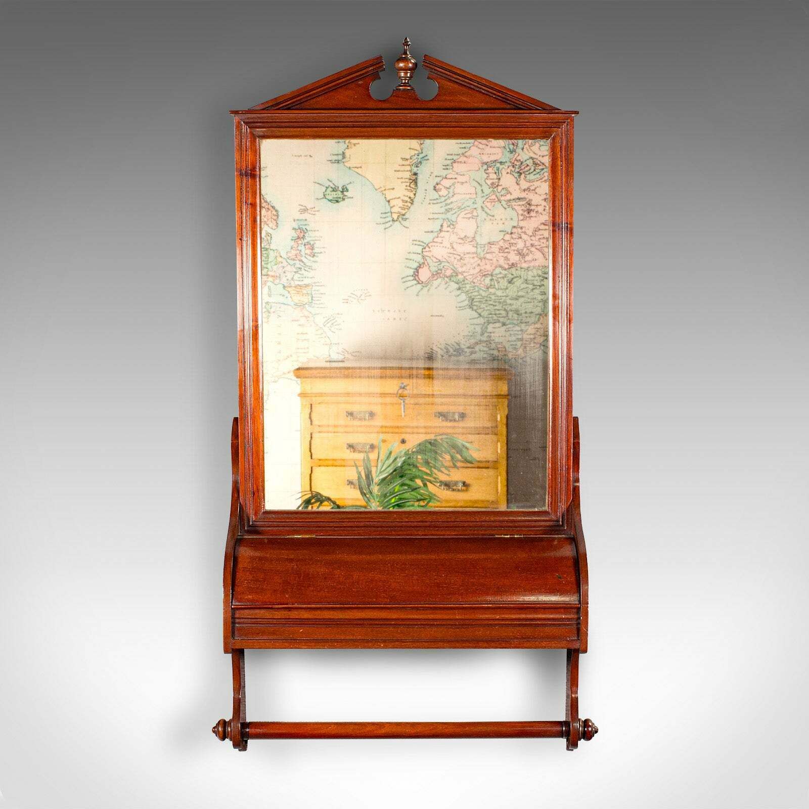 Antique Valet Mirror, Glove Box, English, Reception, Scarf Rail, Victorian, 1900 photo Home Decor